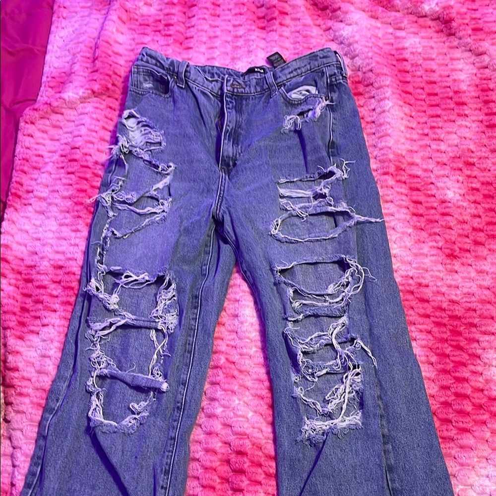 Distressed Blue Jeans